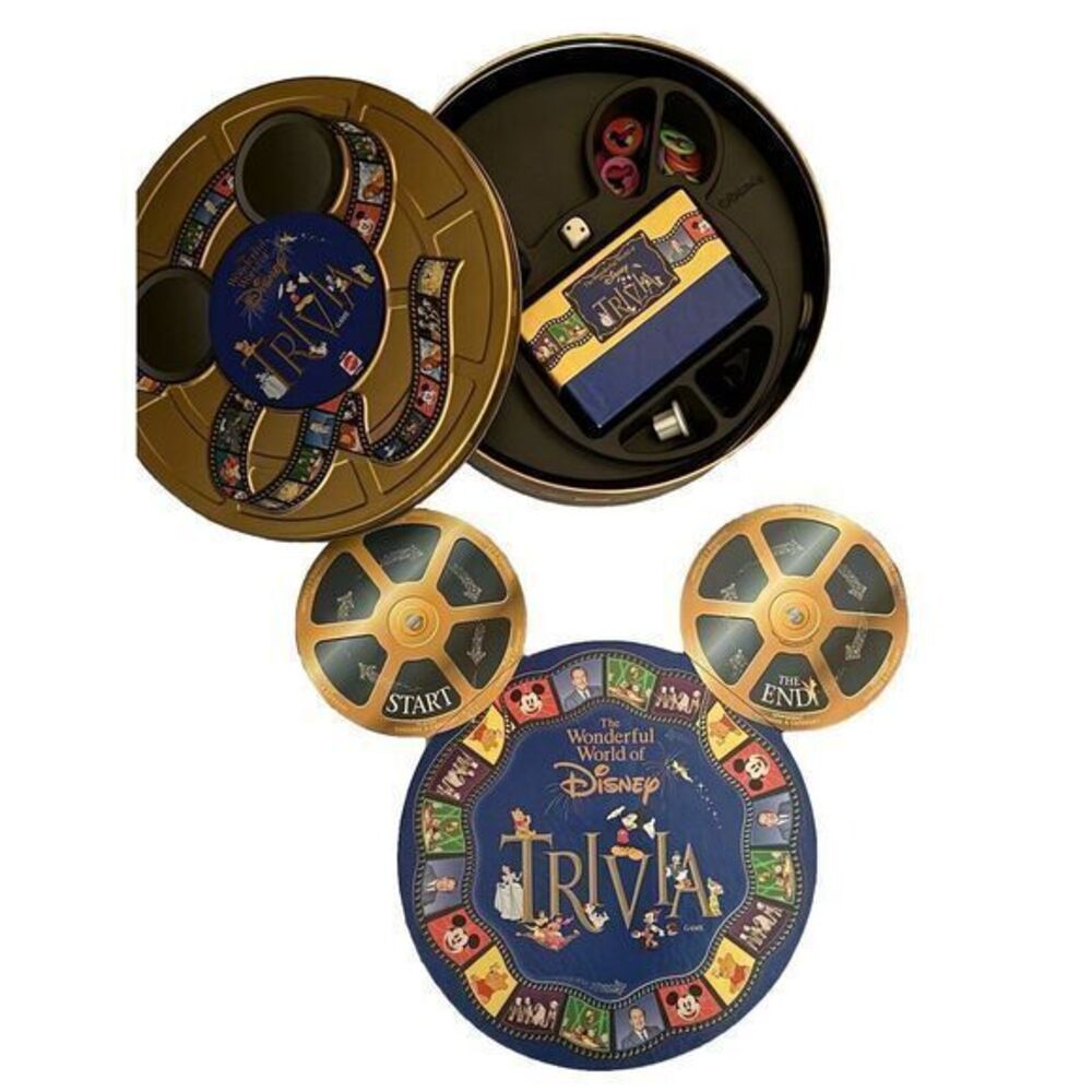 Disney Trivia Game The Wonderful World of Disney Mattel Gold Film Reel Tin 41178